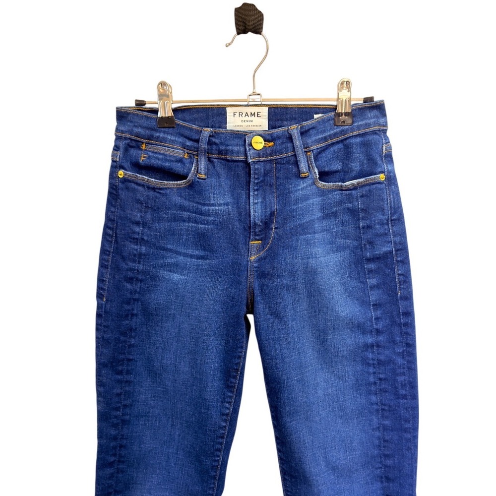 Frame Le High Straight Jeans Women 25 Blue Excellent Split Hem Helms LHSTTS394 - Picture 3 of 14